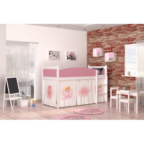 Lit Mezzanine Sureleve Ballet Avec Matelas Et Rideau Lits Mezzanine